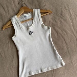 Loewe Embroidered ribbed stretch-cotton tank
